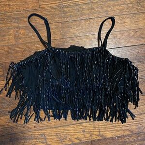 NYE Holiday Black Fringe Women's Top